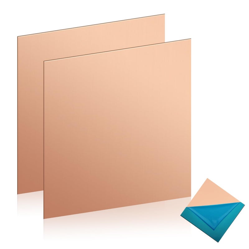 QIMAOO Copper Sheet, 2 Pieces of Copper Plates 6"×6"-18 Gauge(1mm) Thickness, 99% Pure Copper Sheets for Metal Crafts, Jewelry Making, DIY, Jewelry - Image 1